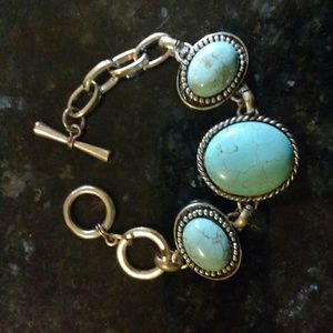 Tourqoise Stone Silver Tone Bracelet